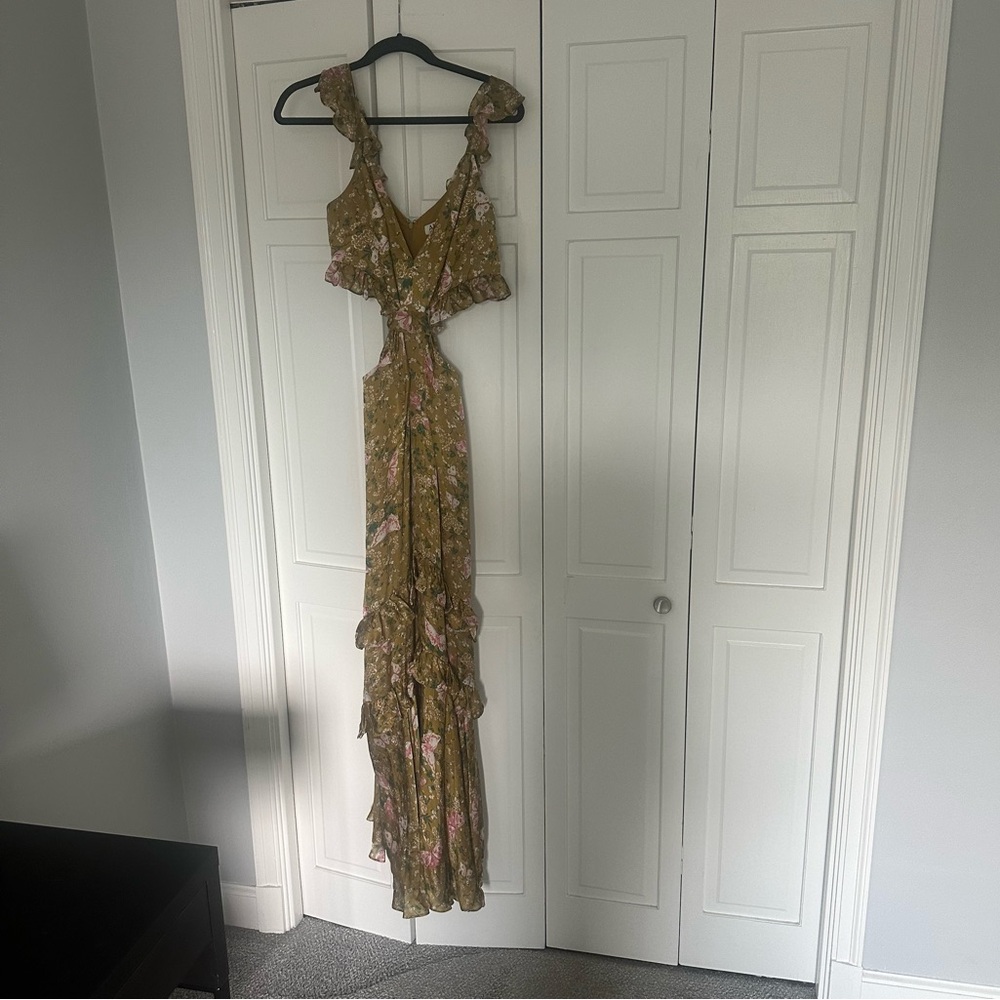 AMUR Yellow Asymmetrical Ruffled Maxi Dress - Picture 4 of 11